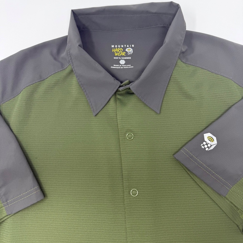 Mountain Hardwear Mens LargeTechnical Snap Shirt Olive Grey Hiking Trail